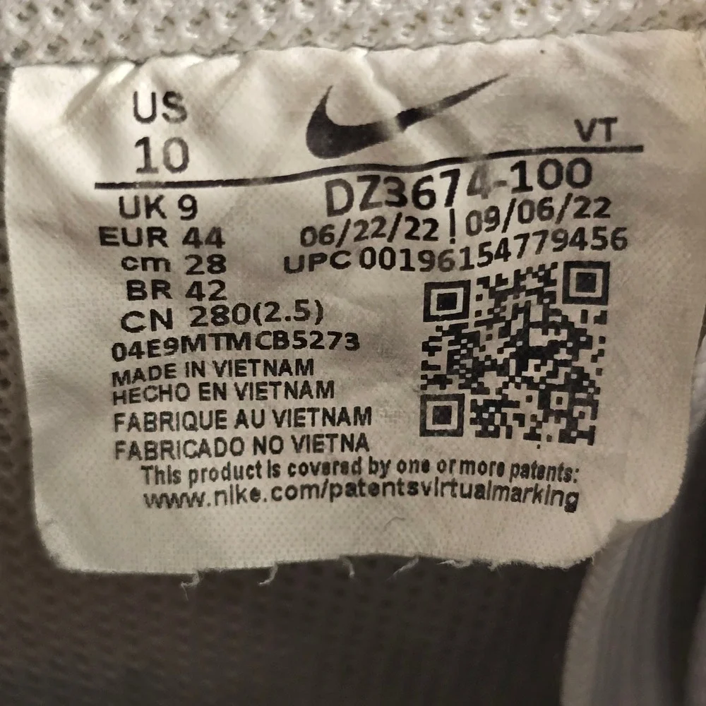 Nike Air Force 1 Billie Eilish Triple White Sneakers Mens10 Patchwork DZ3674-100